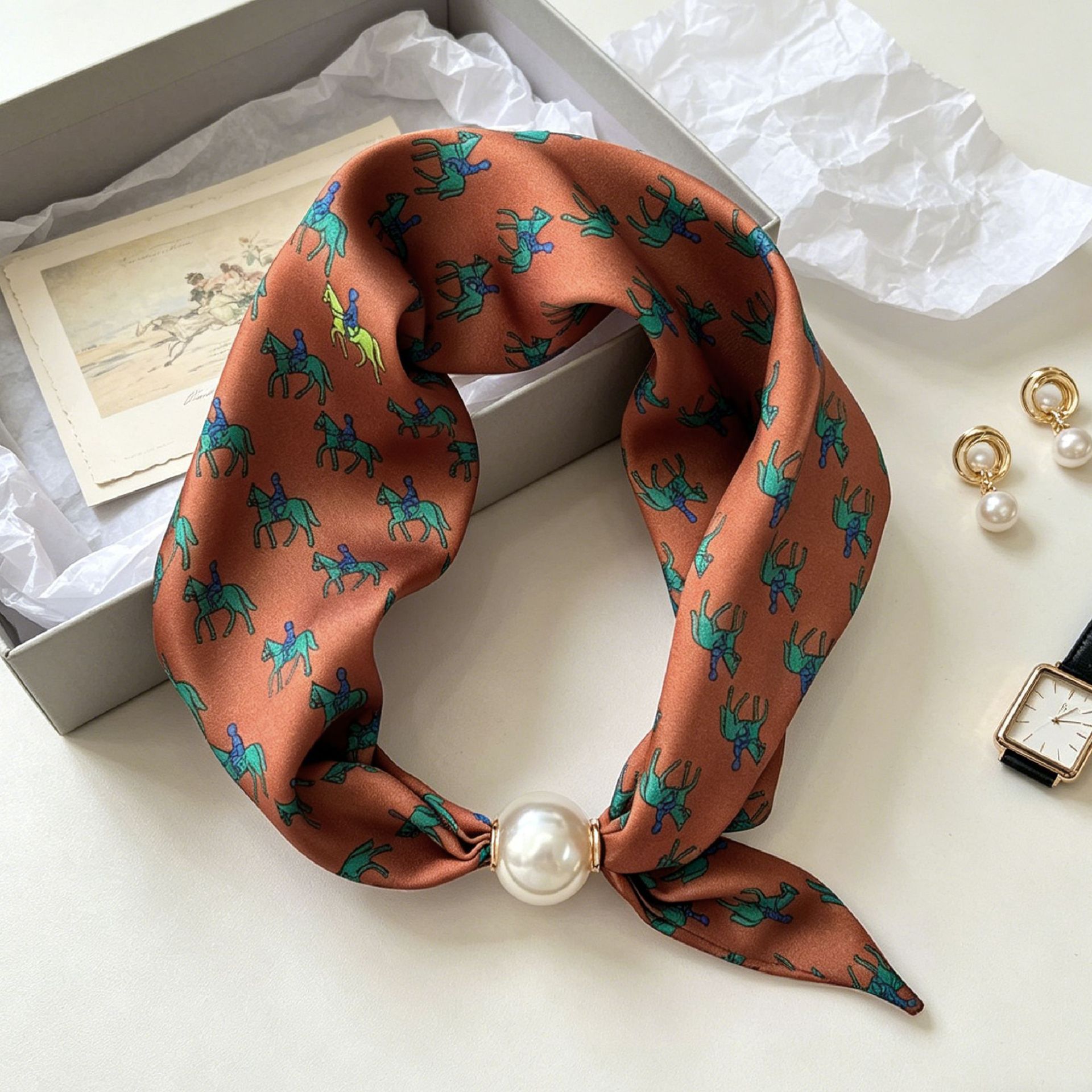 Ascot Neck Scarf - Luxury Knight Pearl Magnetic Scarf Women