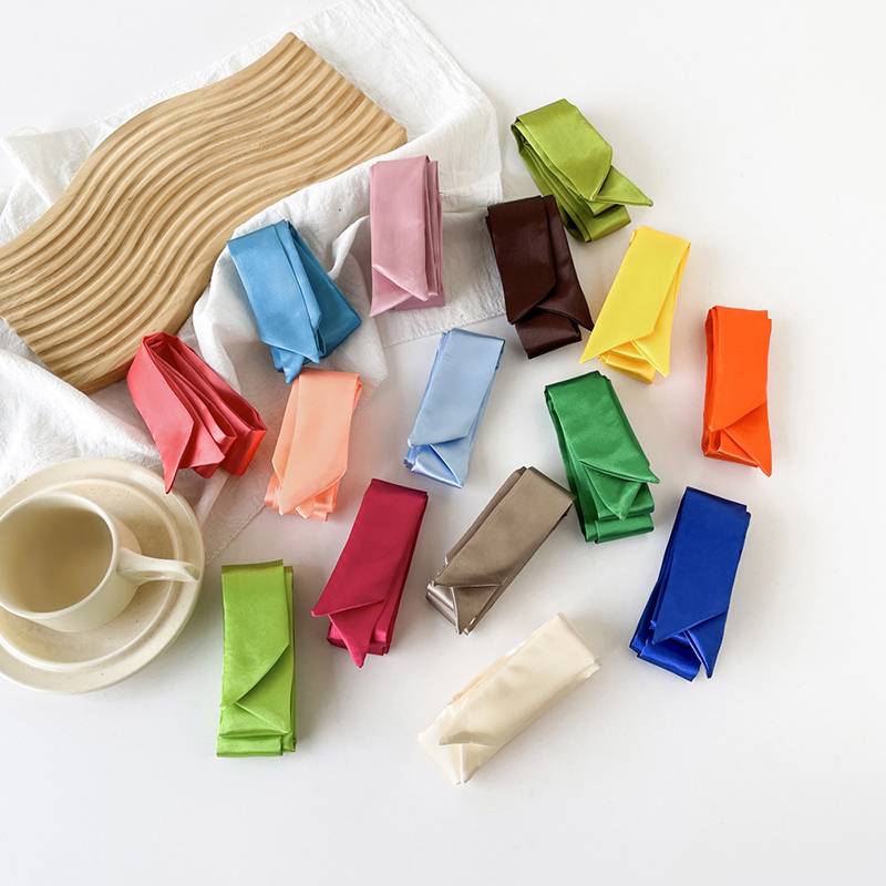 Ascot Neck Scarf - 4x100cm Satin Silk Narrow Scarf Neckerchief