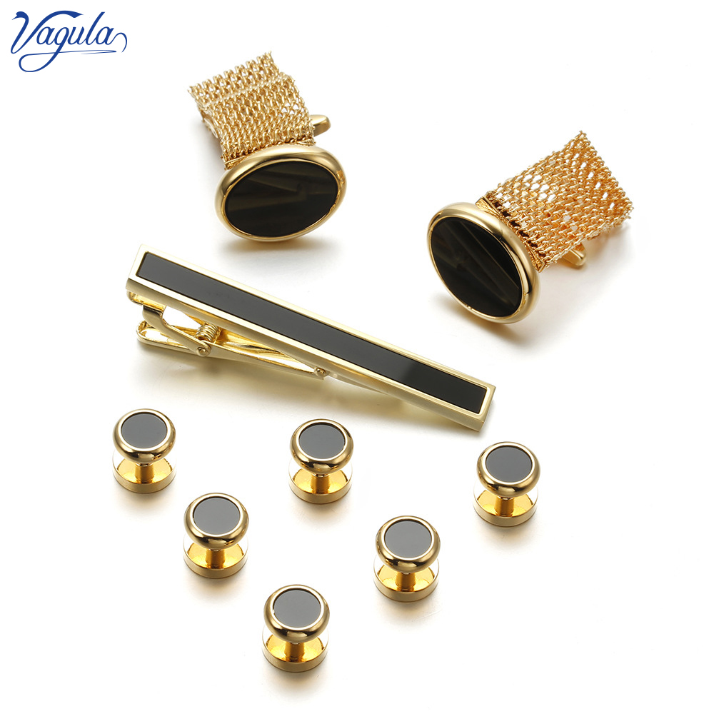 VAGULA New 9PCS Cuff links Tie - Tie Bar Set Gift review and price